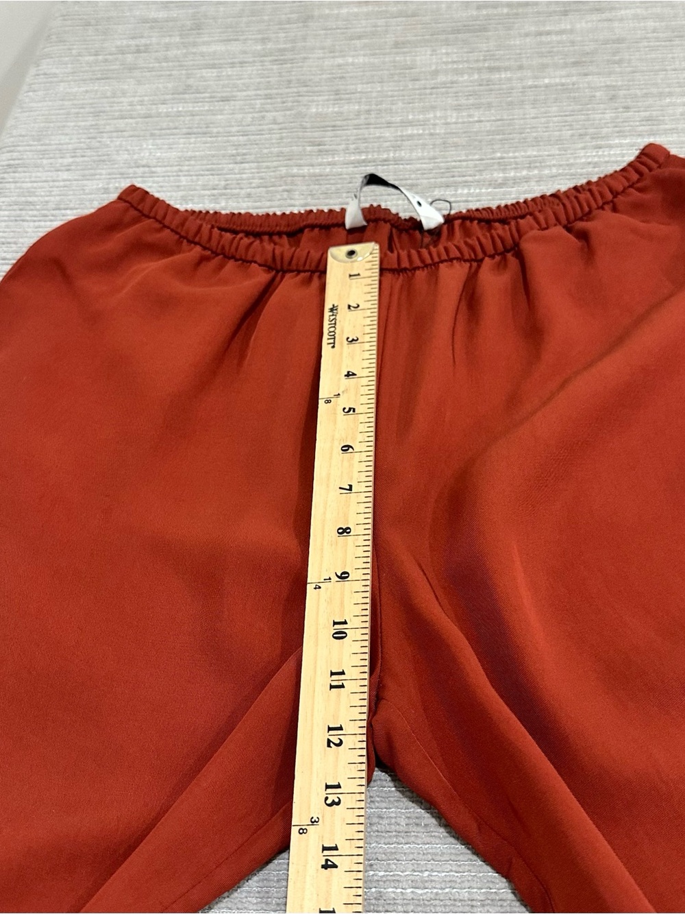 ZARA Wide Leg Fluid Pants Satin Brown Chocolate Elastic Waist Trouser Sz L NWOT - Picture 5 of 10